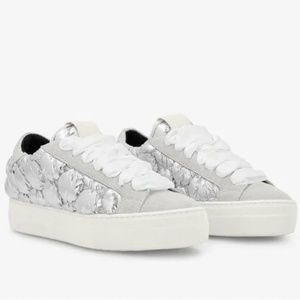 P448 Thea Silver Quilt Platform Sneaker Size EU 38